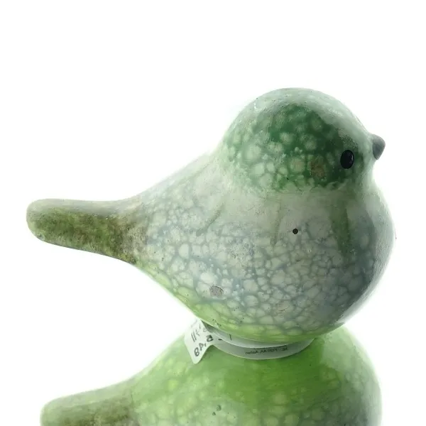Kaemingk Deko-Vogel Grün & Weiß lasiert geradeaus schauend 7 cm - Terracotta