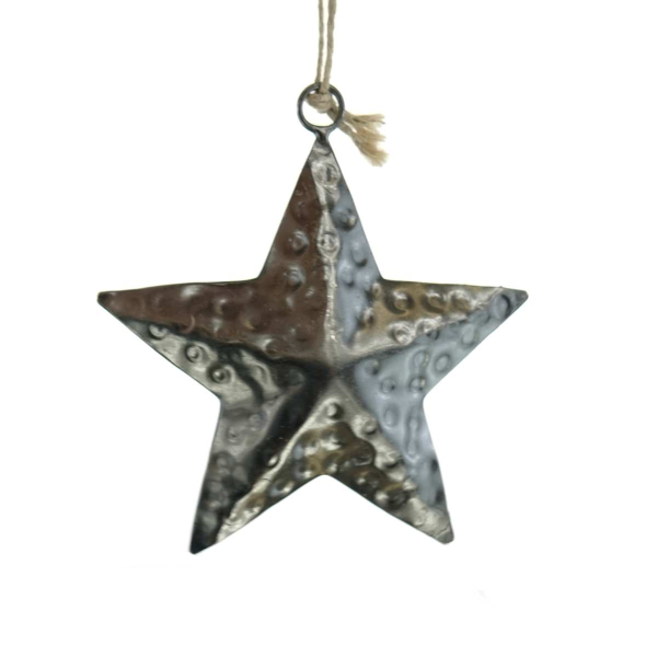 Weihnachtsanhänger Stern Anthrazit mit Hammerschlag-Effekt Ø 10 cm - Metall