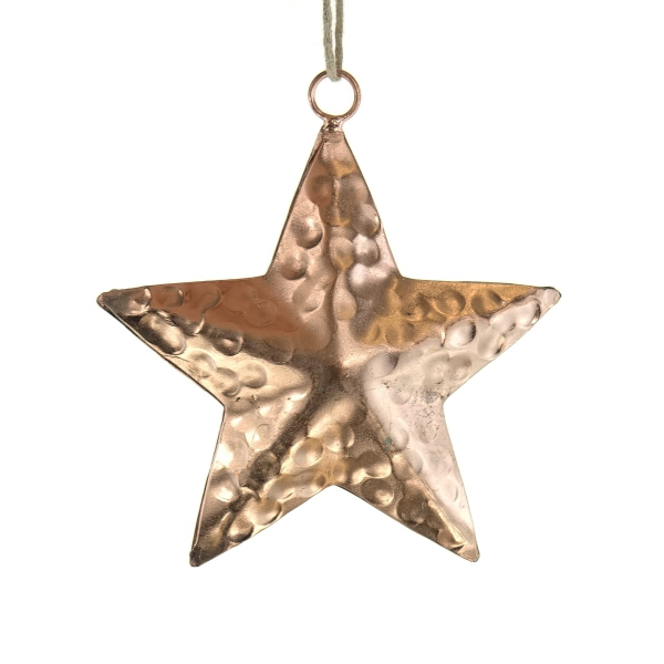 Weihnachtsanhänger Stern Kupferfarben mit Hammerschlag-Effekt Ø 10 cm - Metall