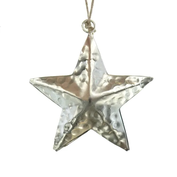 Weihnachtsanhänger Stern Silberfarben mit Hammerschlag-Effekt Ø 10 cm - Metall