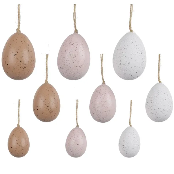 Decoris® Oster Dekoeier Braun Weiß & Rosa in 3 Größen im Netzbeutel - 20 Stück