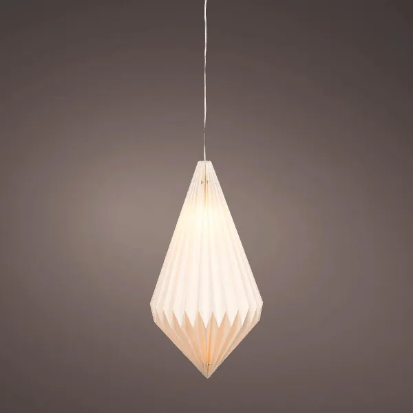 Lumineo Lampe Weiß Ø 25 cm Höhe 43 cm 6 LED Papier - warmweiß