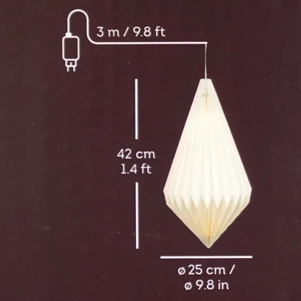 Lumineo Lampe Weiß Ø 25 cm Höhe 43 cm 6 LED Papier - warmweiß