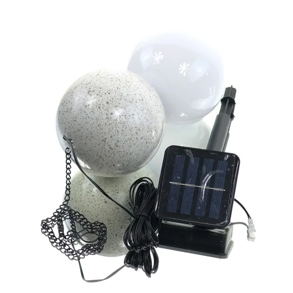 Lumineo LED Solar Hängelampe Weiß Ø Kugel 10 cm 3 LED - warmweiß
