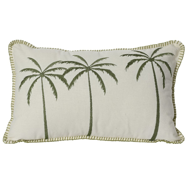Decoris® Indoor-Nackenkissen 3 Palmen beige & Grün 30 x 50 cm - Polyester + Baumwolle