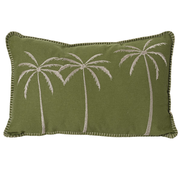 Decoris® Indoor-Nackenkissen 3 Palmen Grün & Silbergrau 30 x 50 cm - Polyester