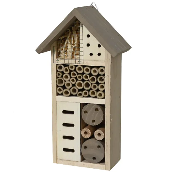 Kaemingk Insektenhotel mit grauem Dach 13,5 x 26 cm - Pinienholz