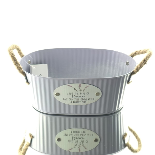 Kaemingk Jardinière Pflanzschale Flieder M oval mit Henkeln 26 cm - Metall