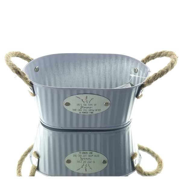 Kaemingk Jardinière Pflanzschale Flieder S oval mit Henkeln 21 cm - Metall