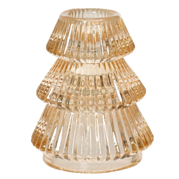 Stabkerzenhalter Tannenbaum Sandorange Ø 6,4 cm Höhe 7,8 cm - Glas