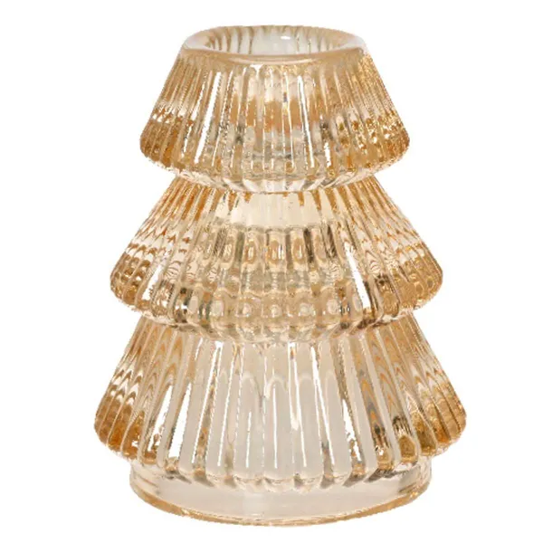 Stabkerzenhalter Tannenbaum Sandorange Ø 6,4 cm Höhe 7,8 cm - Glas