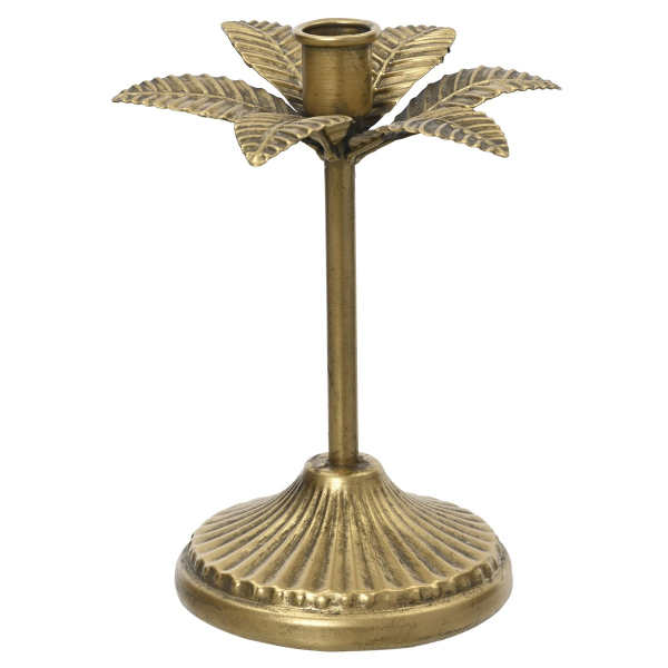 Decoris® Stabkerzenhalter Palme S goldfarben Ø 17 cm Höhe 19,5 cm - Metall