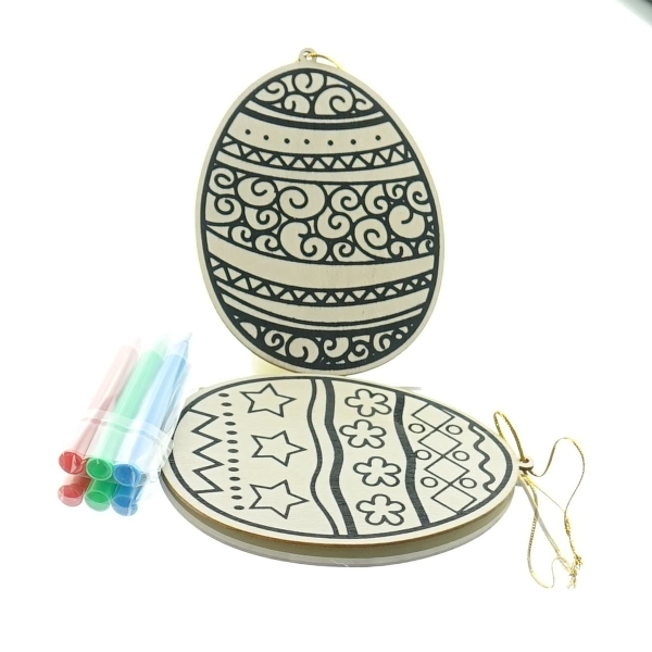Kaemingk Kinder PiY Ostereier zum Bemalen mit 3 Stiften im 2er Set - Holz