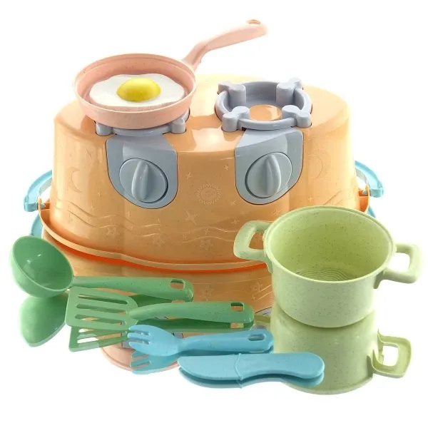 Kaemingk Kinder Spielzeug Herd mit Zubehör Bunt 8-teiliges Set - Kunststoff