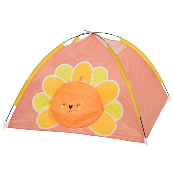 Kaemingk Kinderzelt Orange mit Blumenmotiv 120 x 120 x 80 cm - Polyester
