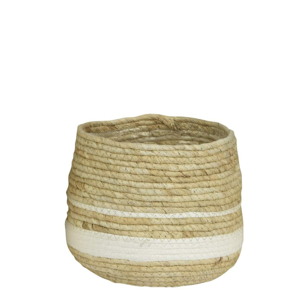 Kaemingk Korb aus Maisblättern S natur & Weiß Ø 20 cm Höhe 21 cm