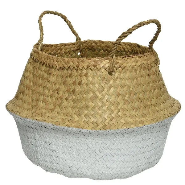 Kaemingk Korb Seegras Natur & Weiß Ø 35 cm Höhe 30 cm