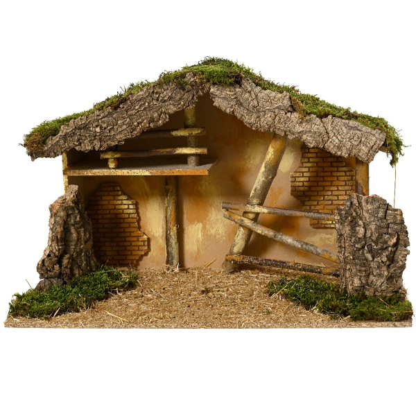 Weihnachtskrippe Handarbeit & FSC-zertifiziertes Holz Höhe 35 cm Breite 28 cm Länge 58 cm - Holzmix 