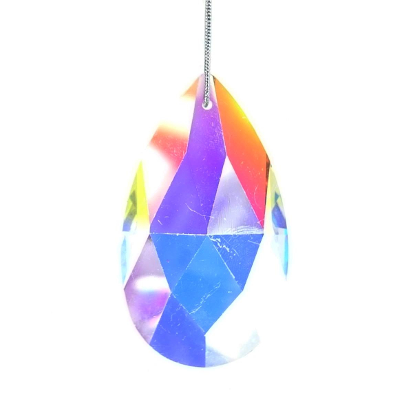 Kaemingk Kristallglas Tropfen Transparent irisierend Höhe 7 cm Breite 3,5 cm Tiefe 1 cm