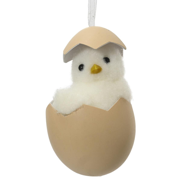 Decoris® Schlüpfendes Oster Küken Weiß Ø 5 cm Höhe 8 cm - Schaumstoff