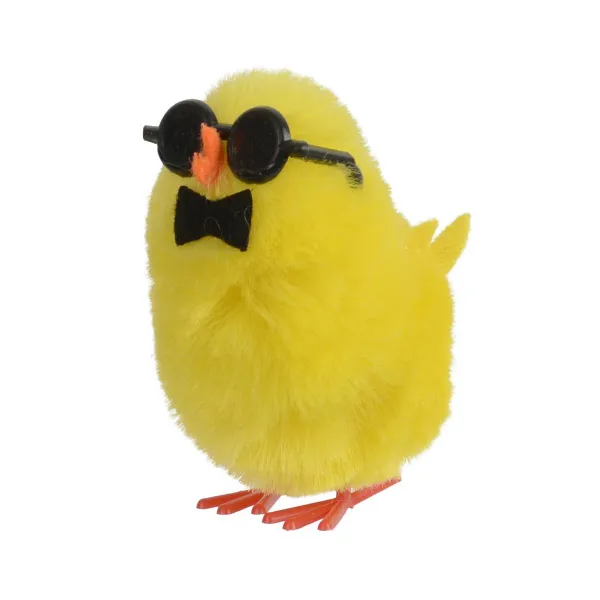 Decoris® Oster Küken Gelb mit Fliege & Sonnenbrille 4 cm im 3er Pack - Chenille