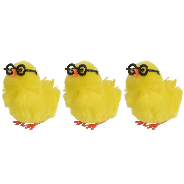Decoris® Oster Küken Gelb mit schwarze Brille 4 cm im 3er Pack - Chenille 