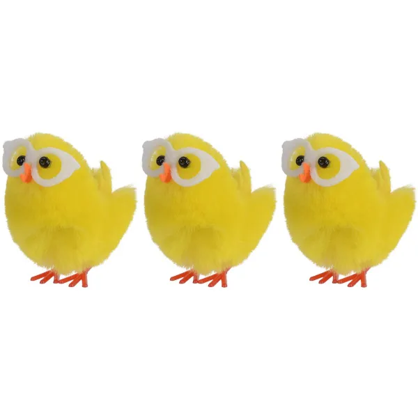 Decoris® Oster Küken Gelb mit weißer Brille 4 cm im 3er Pack - Chenille