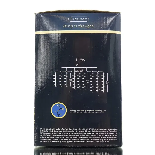 Lumineo LED Baumkaskade compact 9 Stränge 648 Lichter - softgold