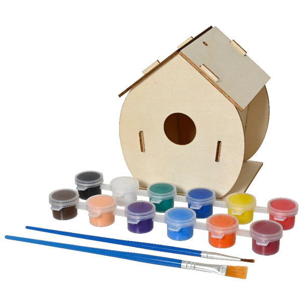 Kaemingk Malset Vogelhaus mit 12 Farben & 2 Pinseln