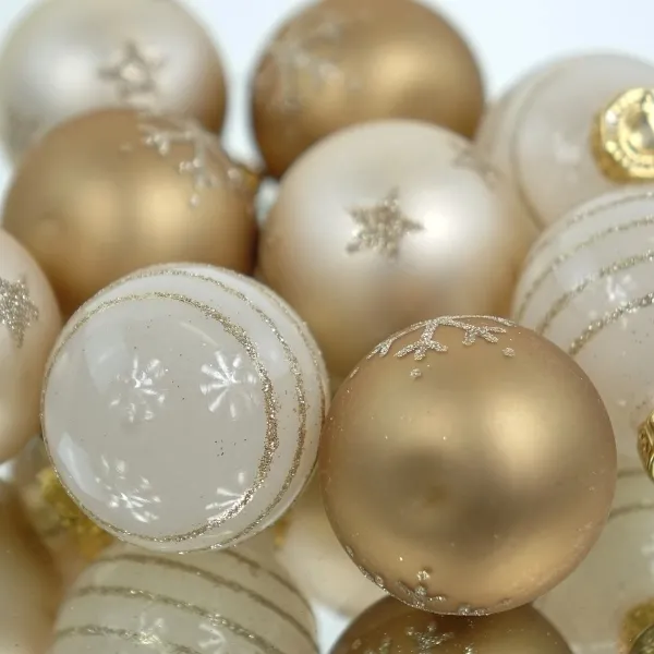 Kaemingk Micro-Weihnachtskugeln Pearl beige-braun Ø 3 cm 9er Set - Glas