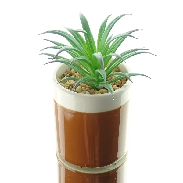 Kaemingk Mini-Sukkulente im braunen Steingut-Topf Höhe 11 cm - Kunstpflanzen Kaemingk Mini-Sukkulente im braunen Steingut-Topf Höhe 11 cm - Kunstpflanzen