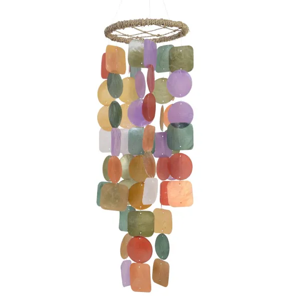 Decoris® Muschel-Mobilé Bunt kräftige Farben Ø 14,5 cm Höhe 48 cm - Capiz Muschel