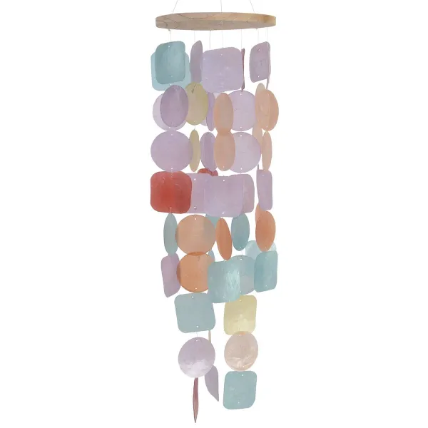 Decoris® Muschel-Mobilé Bunt zart pastell Ø 14,5 cm Höhe 48 cm - Capiz Muschel