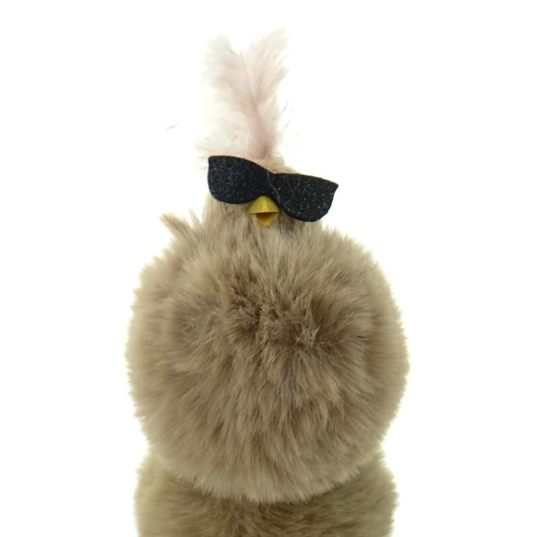 Kaemingk Oster-Deko Let's Rock'n'Roll Küken Hellbraun mit Sonnenbrille 11 cm