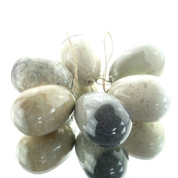 Kaemingk Oster-Eier traditionell gedeckte Farben 7,5 cm im 6er Set - Kunststoff