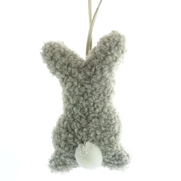 Kaemingk Oster-Hänger Hase Teddy stehende Ohren Grau 3 x 6 x 11 cm