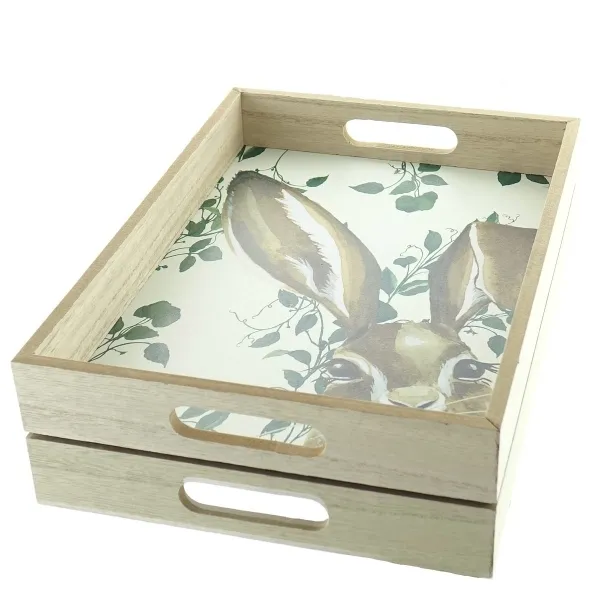 Kaemingk Oster-Tablett Hase L 35 x 24 cm - MDF
