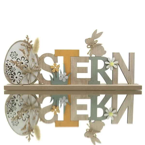 Kaemingk Osterdeko Aufsteller Schriftzug Ostern, Pastelltöne, Holz