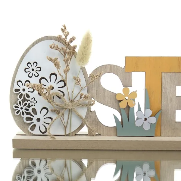 Kaemingk Osterdeko Aufsteller Schriftzug Ostern, Pastelltöne, Holz