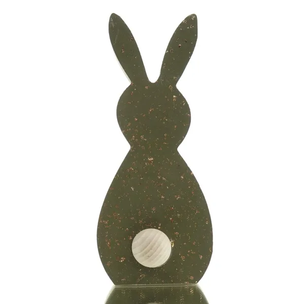 Kaemingk Osterdeko Austeller Hase - grün/gold - mdf