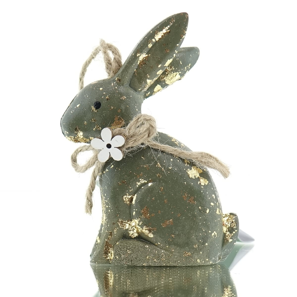 Kaemingk Osterdeko Hänger Hase - grün/gold