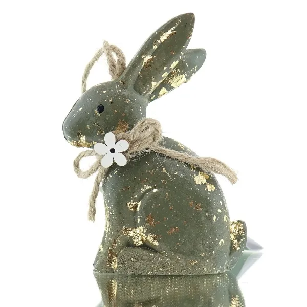 Kaemingk Osterdeko Hänger Hase - grün/gold
