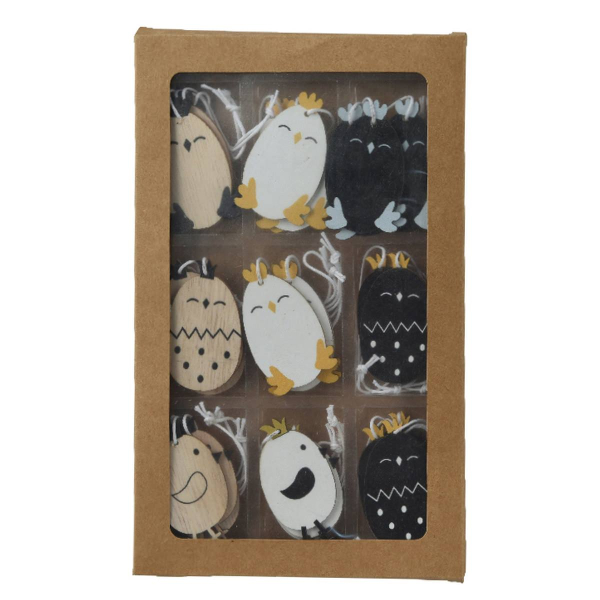 Kaemingk Osterdeko Hänger Kücken - natur, weiß, schwarz - FSC mix 70 % - 27 Stück
