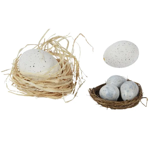 Kaemingk Osterdeko Hühnereier - Set - 3 verschiedene Größen - weiß/grau