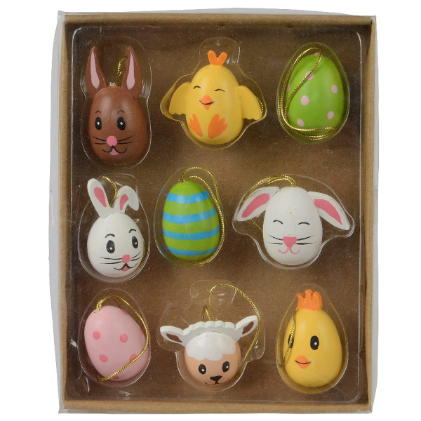 Kaemingk Osterdeko Motivholzeier bunt 9er Set