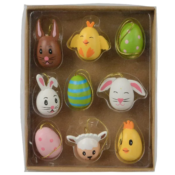 Kaemingk Osterdeko Motivholzeier bunt 9er Set