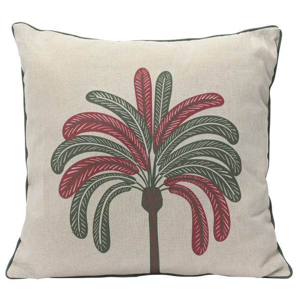 Kaemingk Outdoor-Kissen Palme rosa/grün L: 3 W: 45 H: 45 cm - Polyester-Baumwolle