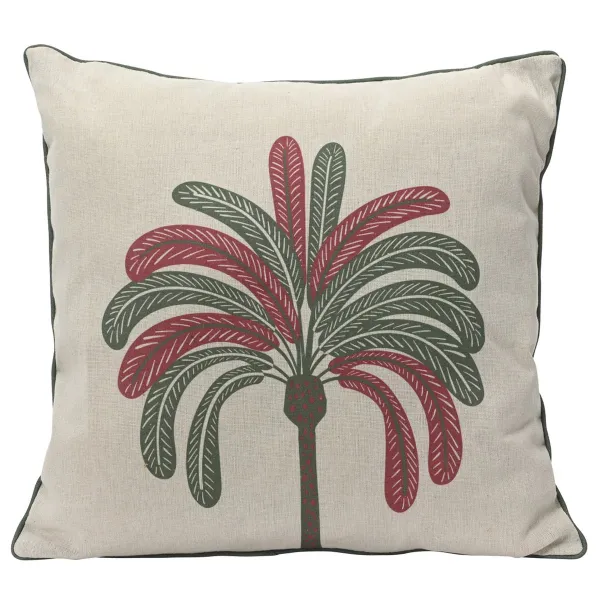 Kaemingk Outdoor-Kissen Palme rosa/grün L: 3 W: 45 H: 45 cm - Polyester-Baumwolle