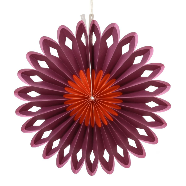 Kaemingk Papierblume - Papierrosette dunkellila/rot Ø 30 cm