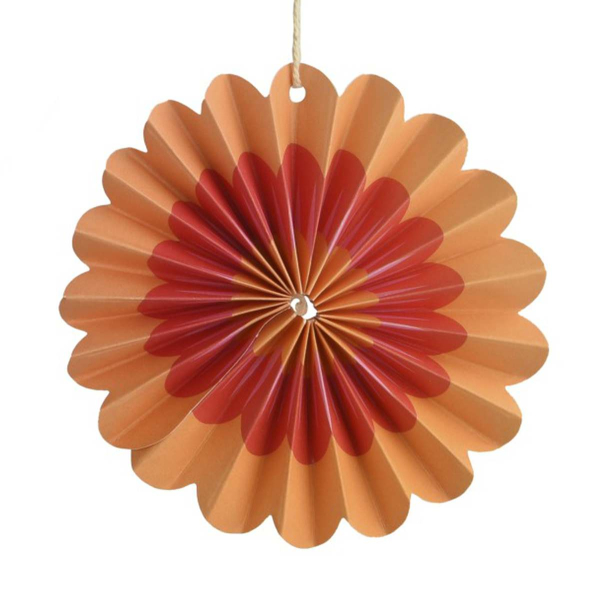 Kaemingk Papierblume - Papierrosette Orange Rot & Rosa Ø 10,5 cm